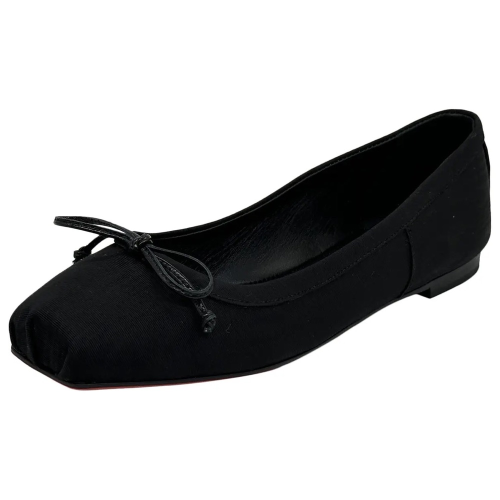 NWOT Christian Louboutin Mamadrague MOIRE BLACK SILK SQUARE TOE BALLET FLAT